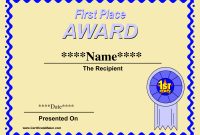 Printable Winner Certificate Templates  Winner Certificate pertaining to First Place Award Certificate Template