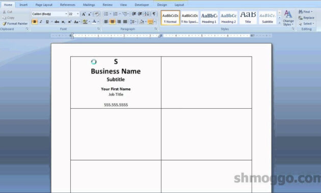 Printing Business Cards In Word  Video Tutorial with Blank Business Card Template Microsoft Word