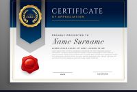 Professional Blue Certificate Template Design Vector Image for Professional Award Certificate Template