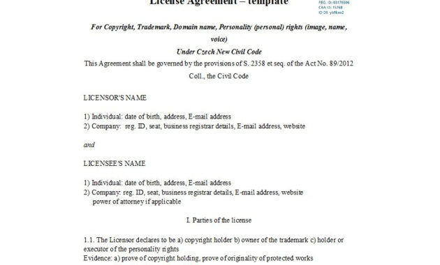 Professional License Agreement Templates ᐅ Template Lab with regard to Free Trademark License Agreement Template