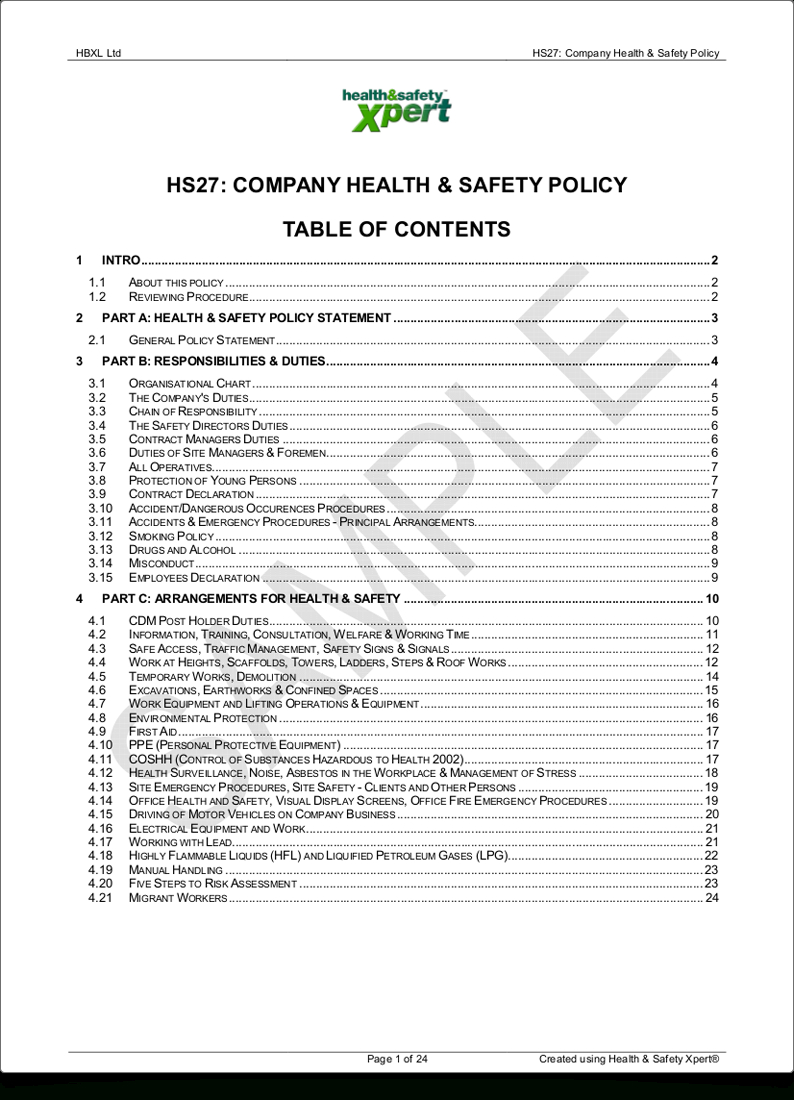 Professional Results  Hbxl Professional Services for Health And Safety Policy Template For Small Business