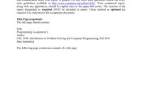 Programming Assignment Report Format inside Assignment Report Template