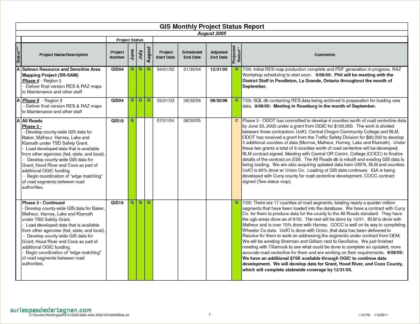 Project Status Report Template Excel Schedule Update with Daily Status Report Template Xls