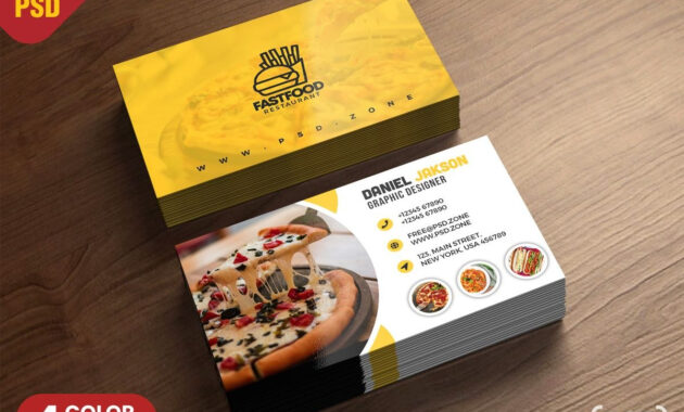 Psd Fast Food Restaurant Business Card Design  Freebie  Business for Food Business Cards Templates Free