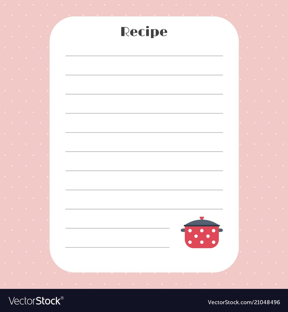 Recipe Card Template For Restaurant Cafe Bakery Vector Image in Restaurant Recipe Card Template