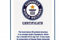 Record Holder Guinness World Records ™ Names Engineers' Graphene inside Guinness World Record Certificate Template