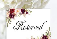 Reserved Sign Wedding Reserved Table Sign Reserved Card  Etsy with regard to Reserved Cards For Tables Templates