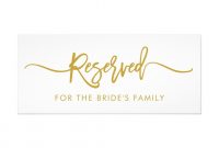 Reserved Table Signs Wedding Sign Decor Card  Zazzle In for Reserved Cards For Tables Templates