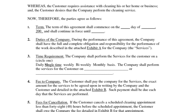Residential Service Contract  Tubidportal regarding Janitorial Service Agreement Template