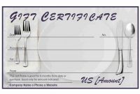 Restaurant Gift Certificates Templates Certificate Samples Free pertaining to Restaurant Gift Certificate Template