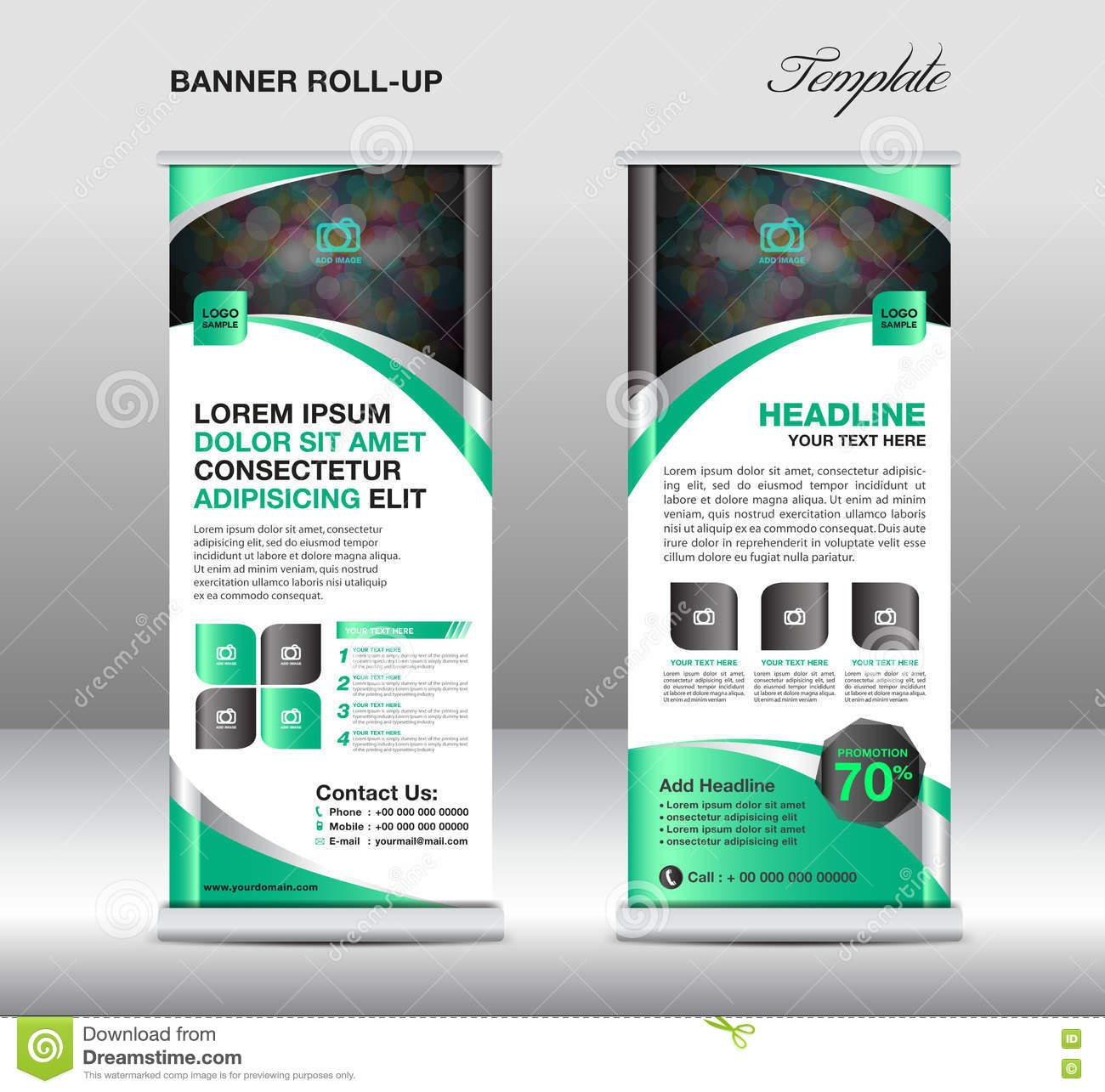 Roll Up Banner Stand Template Stand Designbanner Template Green inside Banner Stand Design Templates
