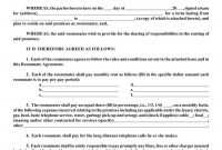 Roommate Agreement Template   Apartment Marketing  Roommate for House And Flat Share Agreement Contract Template