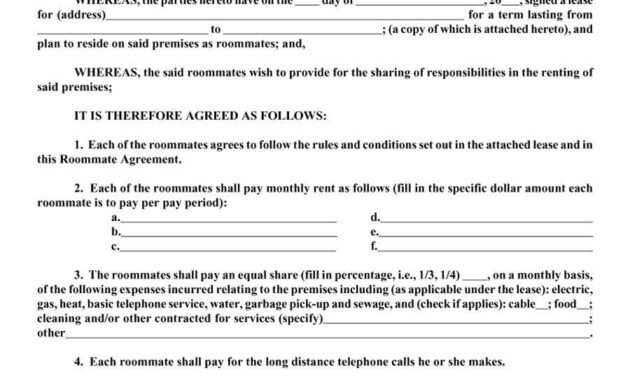 Roommate Agreement Template   Apartment Marketing  Roommate intended for Free Roommate Rental Agreement Template