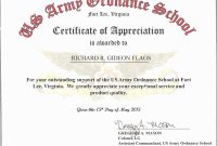 Sample Certificate Of Appreciation For Resource Speaker with Army Certificate Of Appreciation Template