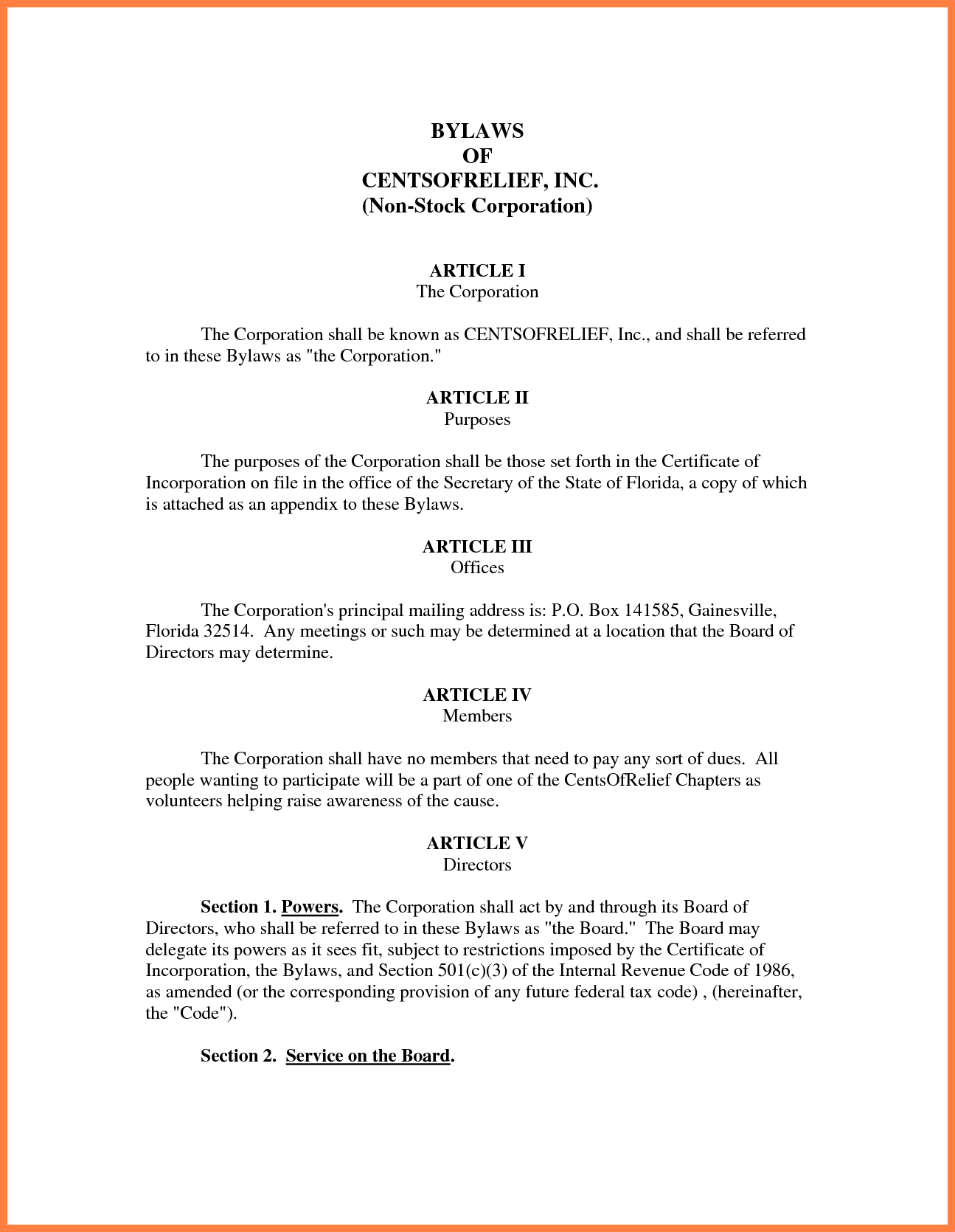 Sample Church Bylaws Template intended for Corporate Bylaws Template Word