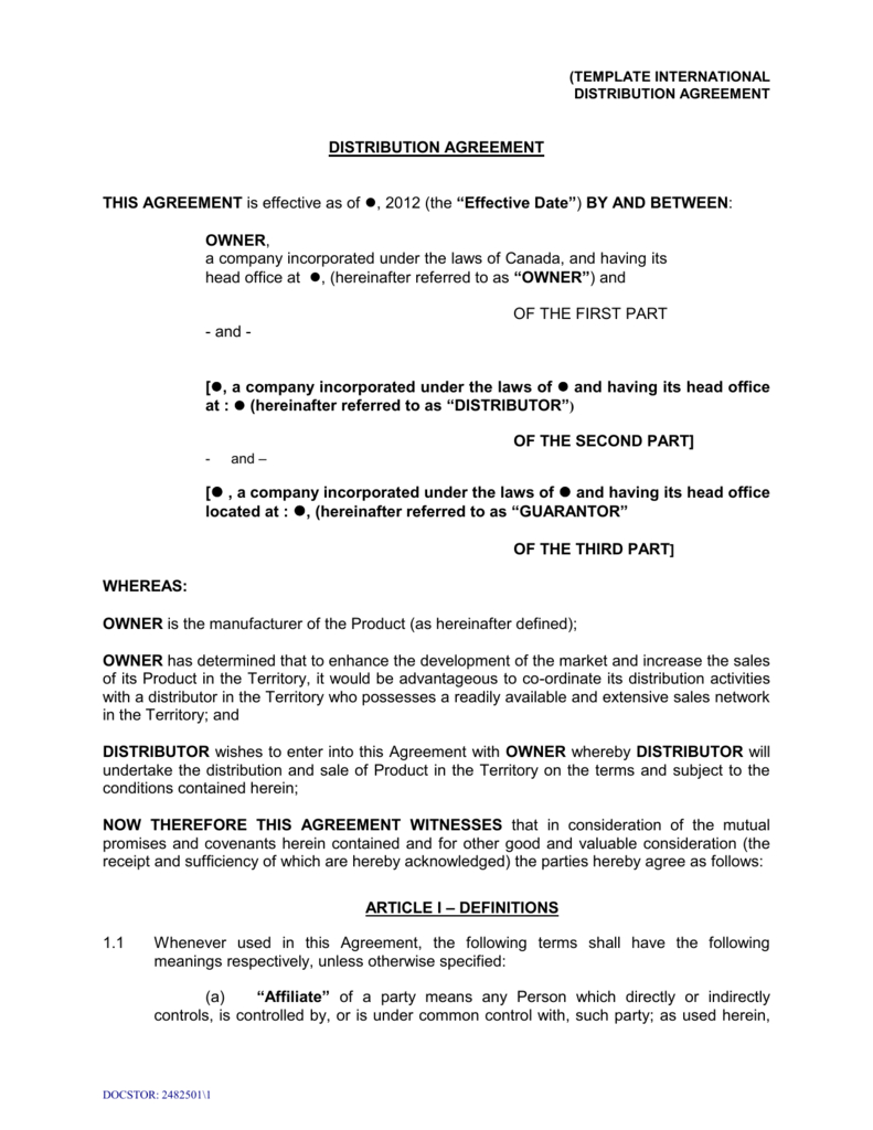 Sample Distribution Agreement Template regarding Heads Of Terms Agreement Template