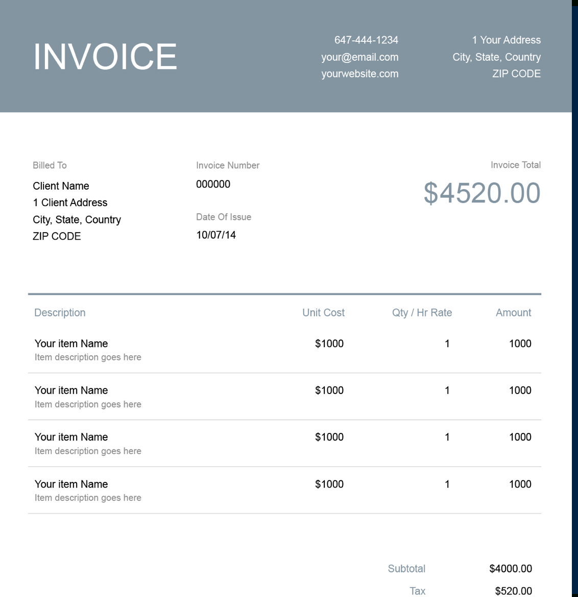 Sample Invoice Template  Free Download  Send In Minutes in How To Write A Invoice Template