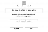 Scholarship Award Certificate Sample  Templates At for Scholarship Certificate Template