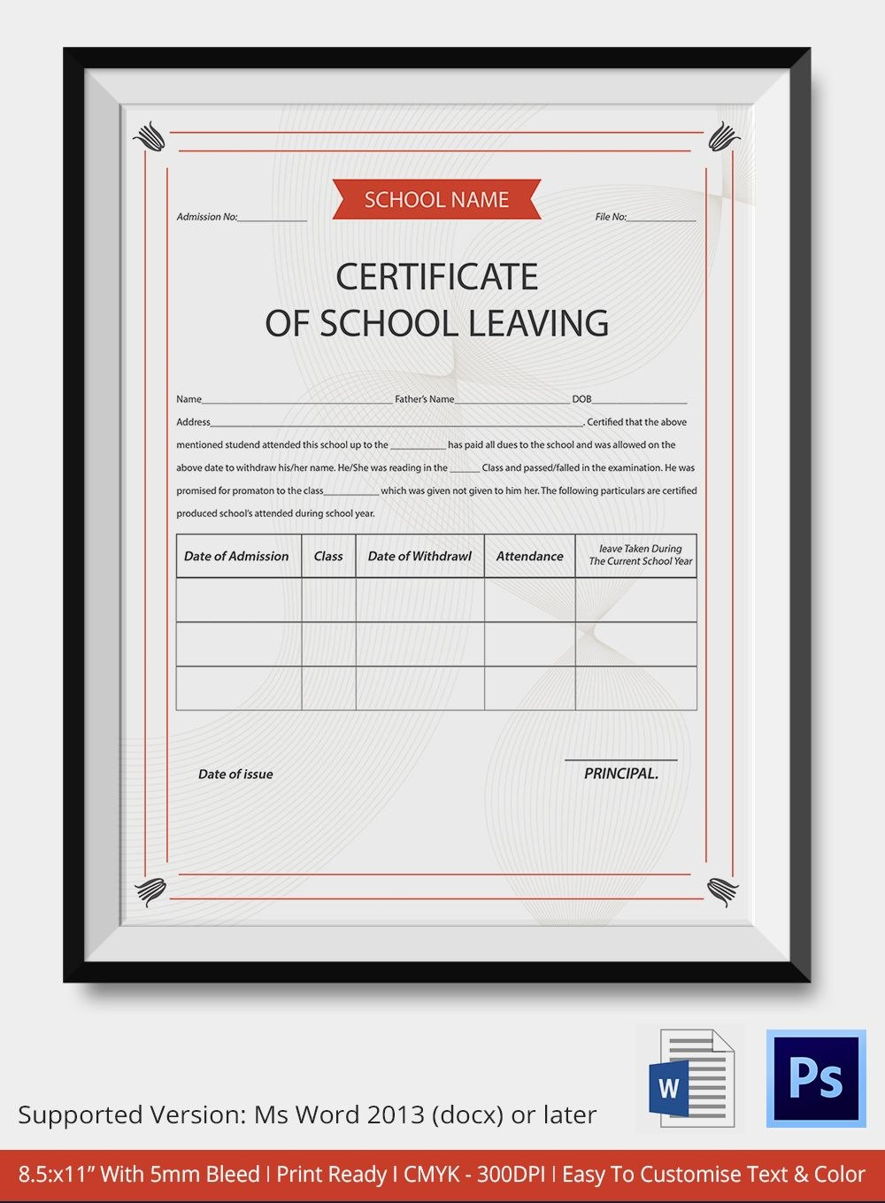 School Leaving Certificate Template  Certificate Templates  School with School Leaving Certificate Template
