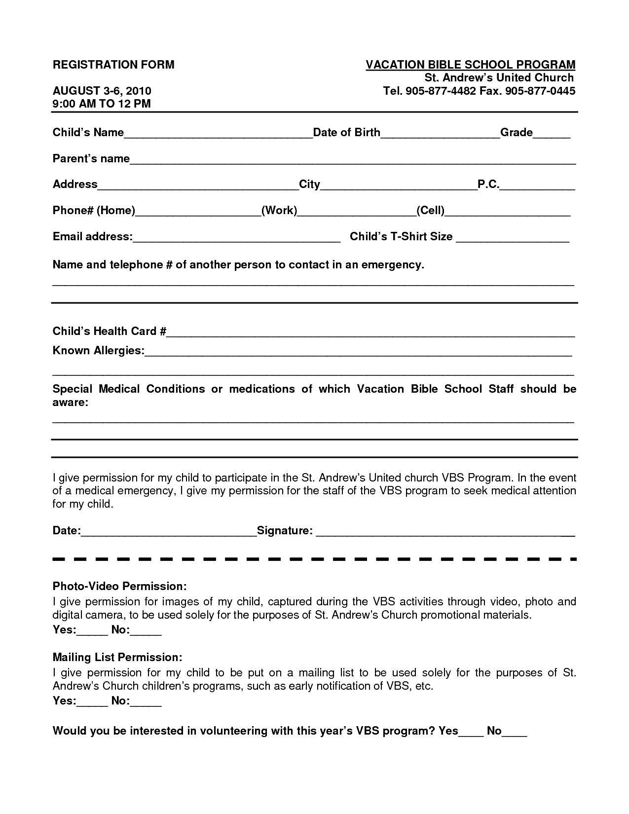 School Registration Form Template Word  Ideas Free pertaining to Camp Registration Form Template Word
