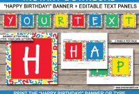 Sesame Street Party Banner Template  Happy Birthday Bunting for Sesame Street Banner Template