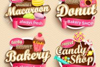 Set Of Food Labels Or Stickers  Macaroon Donut Bakery Candy with regard to Sweet Labels Template