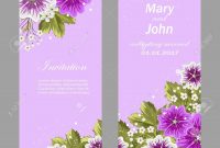 Set Of Wedding Invitation Cards Design Beautiful Mallow Flowers inside Invitation Cards Templates For Marriage