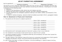 Shared Parenting Agreement Form  Joint Custody Agreement Form inside Free Joint Custody Agreement Template