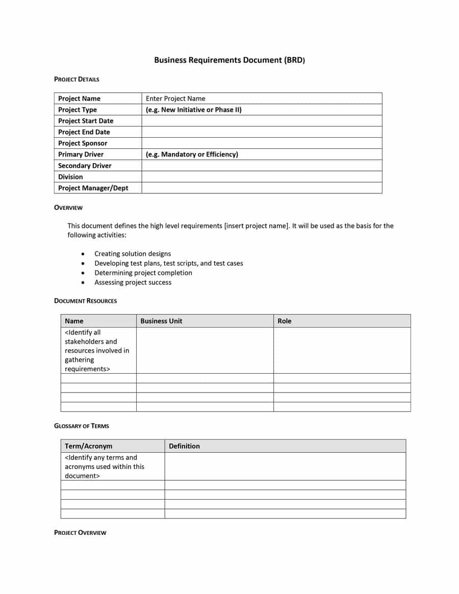 Simple Business Requirements Document Templates ᐅ Template Lab with regard to Business Requirements Document Template Word