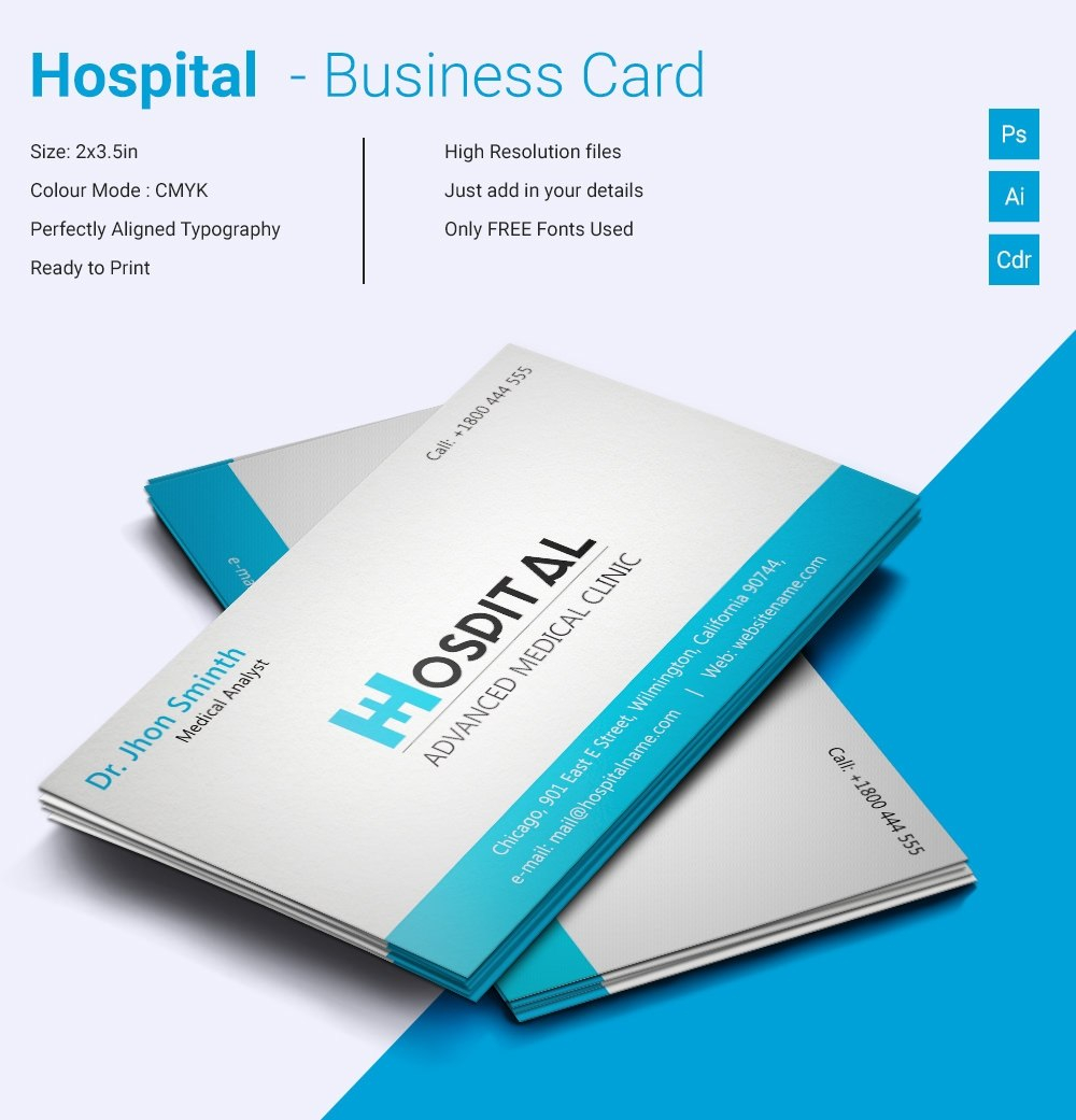 Simple Hospital Business Card Template  Free  Premium Templates intended for Medical Business Cards Templates Free