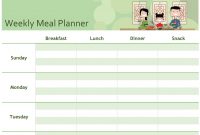 Simple Meal Planner for Weekly Menu Template Word