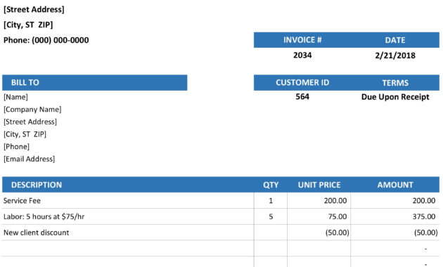 Simple Service Invoice throughout Excel 2013 Invoice Template