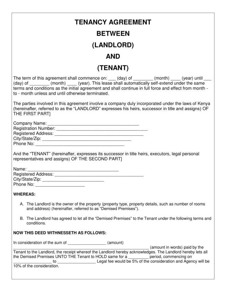 Simple Tenancy Agreement Templates  Pdf  Free  Premium Templates throughout Simple House Rental Agreement Template