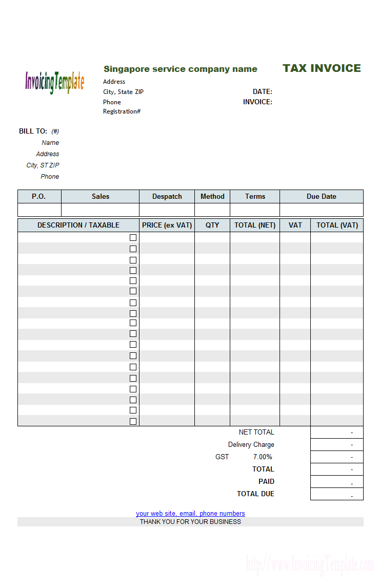Singapore Gst Invoice Template Service with Invoice Template Singapore