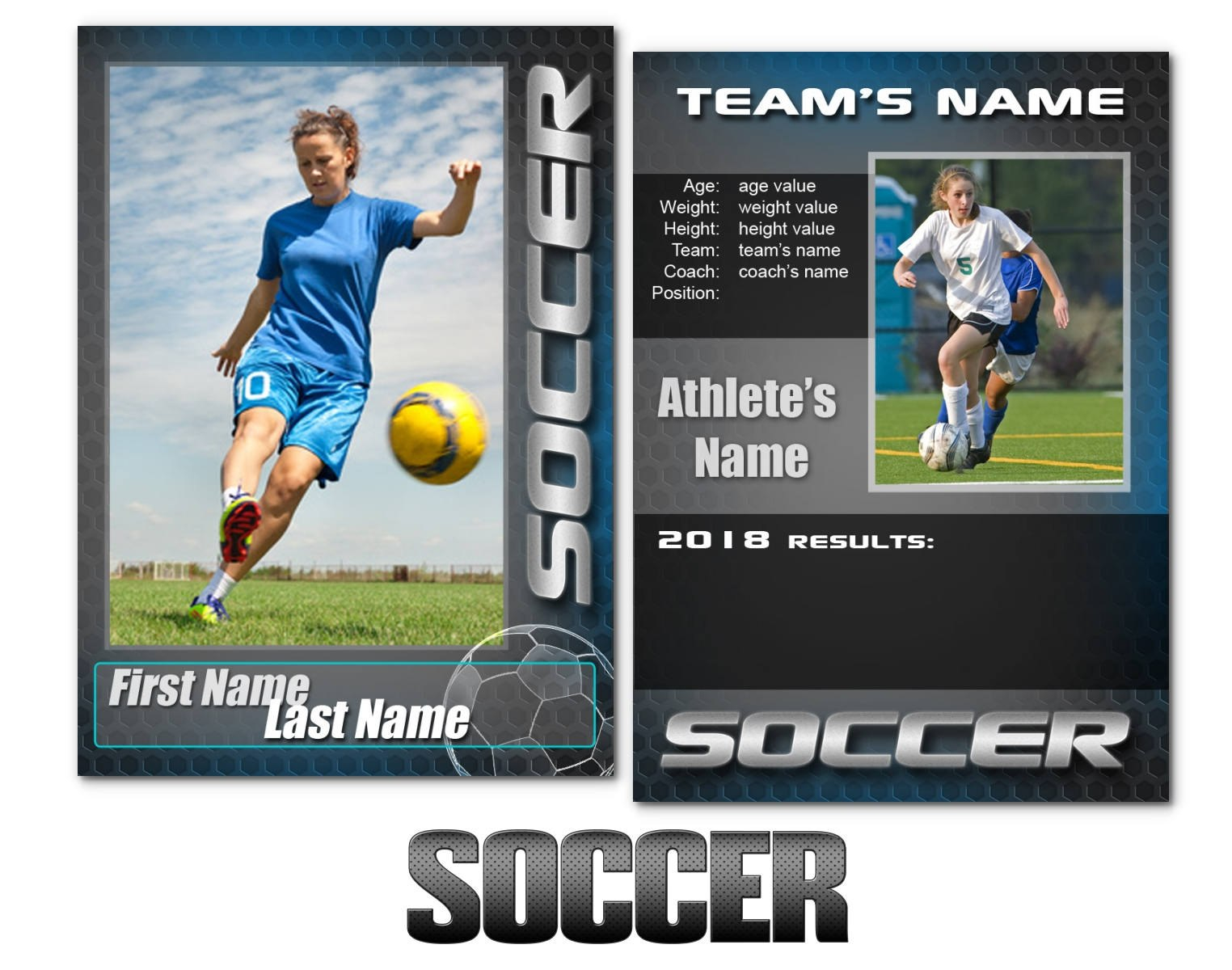 Soccer Graphite Cards Templates  Etsy for Soccer Trading Card Template