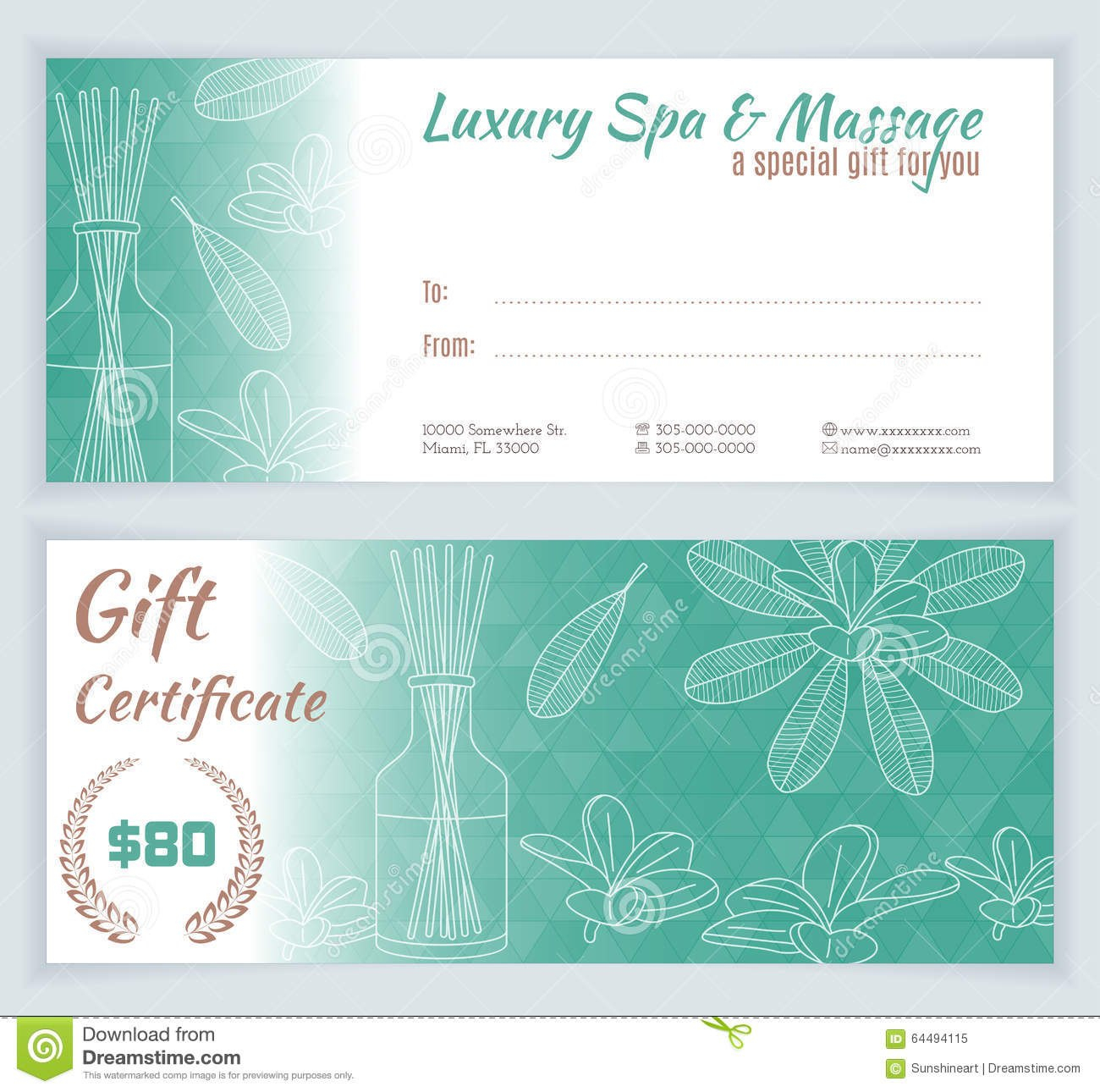 Spa Massage Gift Certificate Template Stock Vector  Illustration with regard to Massage Gift Certificate Template Free Download