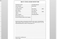 Special Incident Report Template with regard to Computer Incident Report Template