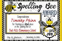 Spelling Bee Awards ~ Fillable  Spelling Bee  Spelling Bee Bee with regard to Spelling Bee Award Certificate Template