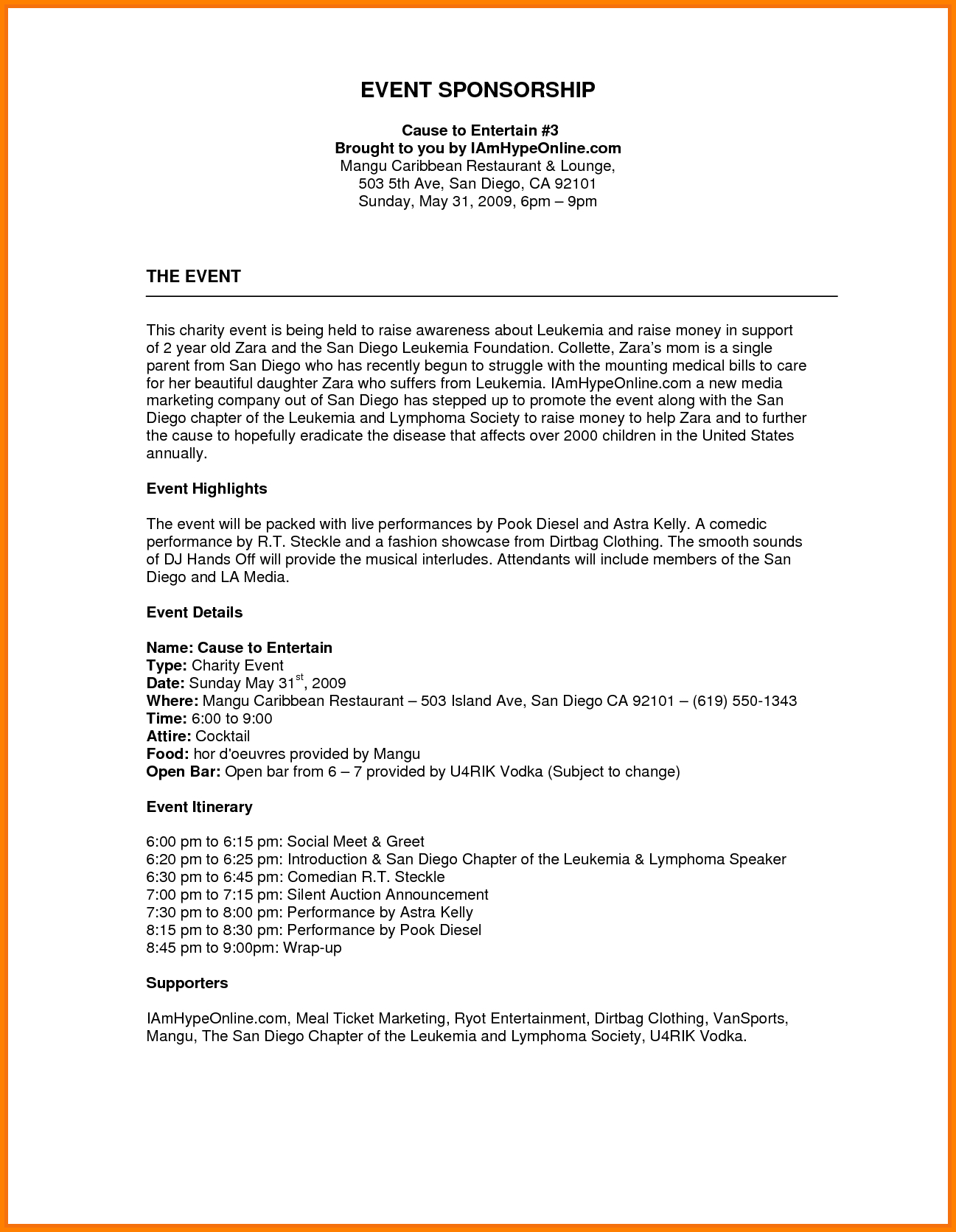 Sponsorship Proposal Letter Template Gallery intended for Pageant Certificate Template