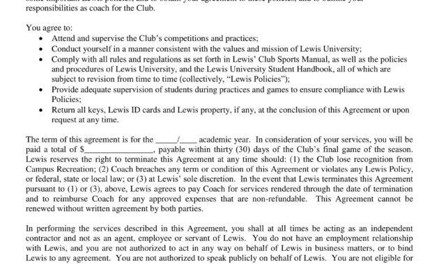 Sports Coach Contract Example Templates  Docs Word  Examples in Coaches Report Template