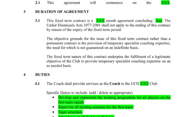Sports Coach Contract Example Templates  Docs Word  Examples inside Coaches Report Template