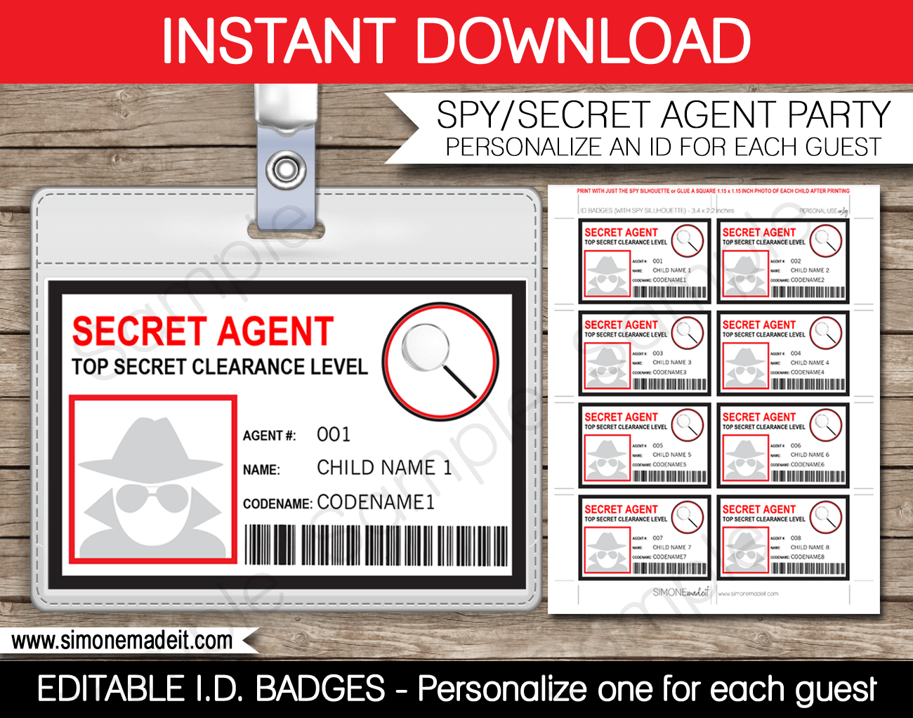Spy Or Secret Agent Badge Template – Red  Girl Scouts  Spy within Spy Id Card Template