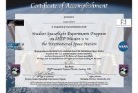 Ssep Mission  To Iss Student Certificates Of Accomplishment  Ssep inside Conference Participation Certificate Template