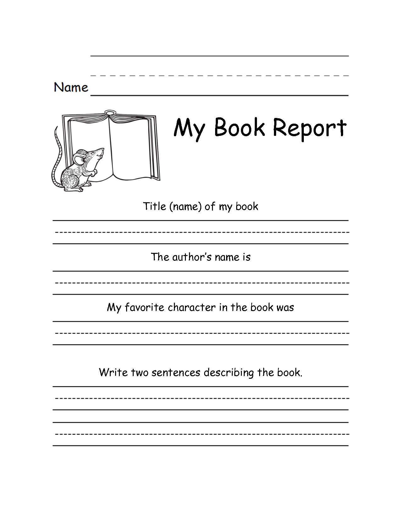 St Or Nd Grade Book Report Formkellysps  Reading  Nd Grade intended for 1St Grade Book Report Template