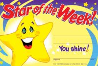 Star Of The Week Certificates Recognition Teacher Award Pad pertaining to Star Of The Week Certificate Template