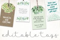 Succulent Gift Tags  Plants And Cactus Labels  Party Gift  Favor regarding Baby Shower Label Template For Favors