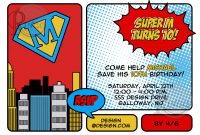 Superhero Birthday Invitations Templates Free Wording Cute within Superman Birthday Card Template