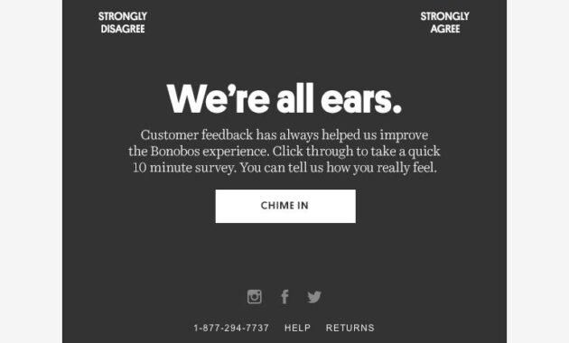 Survey Email  We're All Ears  Email  Email Marketing  Email throughout Survey Card Template