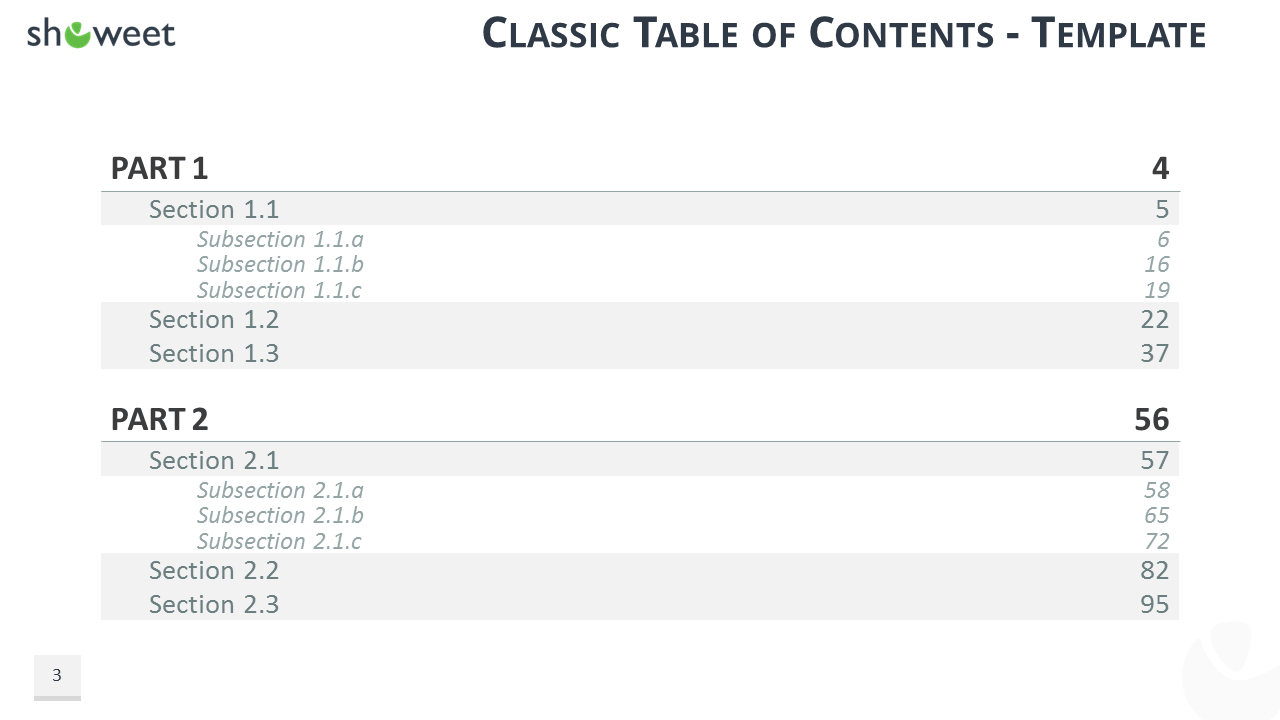 Table Of Content Templates For Powerpoint And Keynote inside Microsoft Word Table Of Contents Template