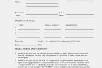 Ten New Thoughts About Equipment Rental  Form Information in Camera Equipment Rental Agreement Template